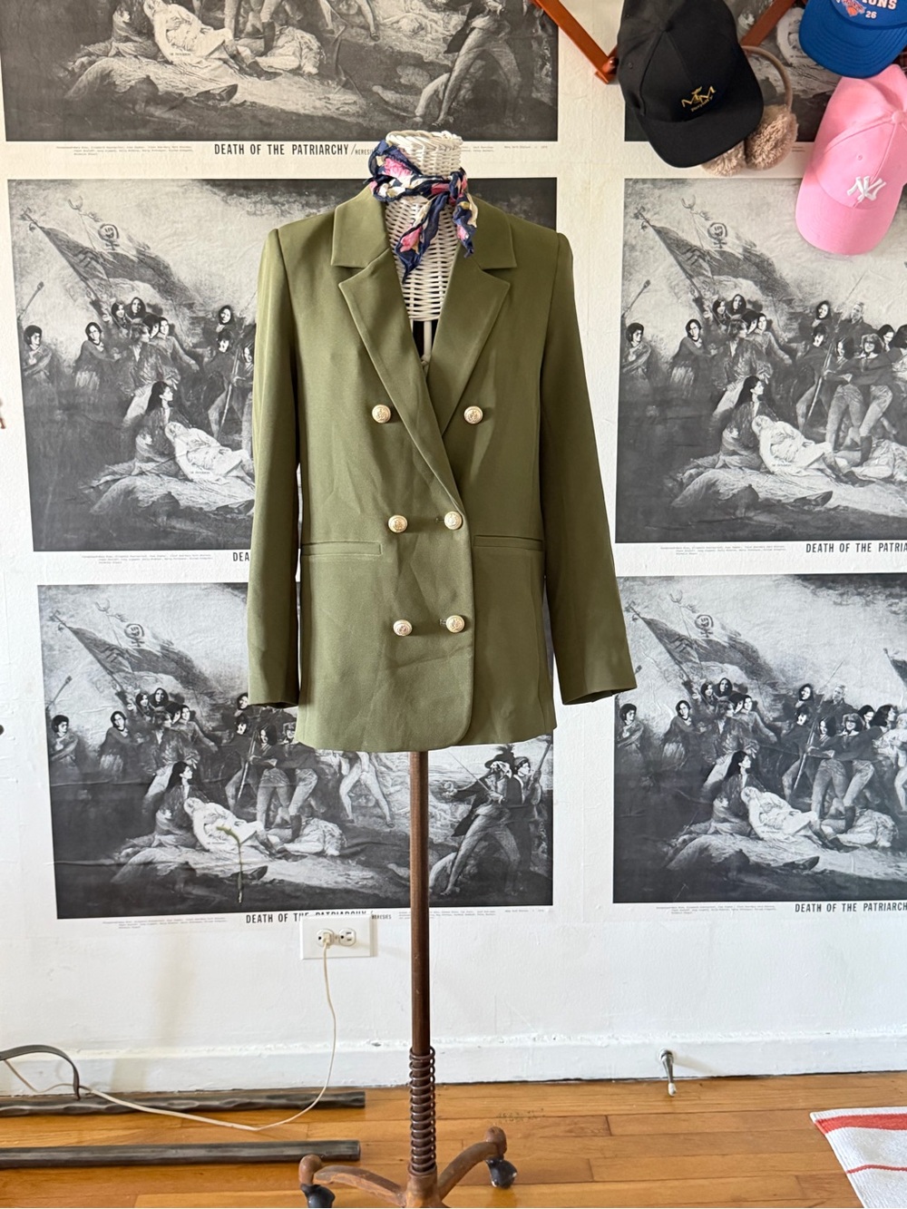Generation Love Olive Green Double-Breasted Blazer